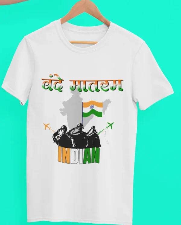 #15AugustLook, #AzaadiKaFashion, #BandeMataram, #DeshbhaktiTShirt, #FreedomTShirt, #HindiGraphicTShirt, #IndependenceDayStyle, #IndependenceDayTshirt, #IndianPride, #MadeInIndiaTee, #MeraBharatMahan, #PatrioticTShirt, #SwatantrataDiwasLook, #TShirtForIndians, #WearYourPatriotism, 15 August T-shirt, Bande Mataram printed T-shirt online, Bande Mataram Tee, Buy Independence Day Special T-shirt, Comfortable patriotic T-shirt with Hindi print, Deshbhakti T-shirt, Deshbhakti T-shirt for men and women, Freedom T-shirt, Graphic T-Shirt, High-quality Bande Mataram Hindi T-shirt, Hindi Graphic T-Shirt for Independence Day, Hindi T-shirt, Independence Day Tee, India Pride Tee, Indian Flag T-shirt, Indian patriotic graphic tee for youth, Patriotic Hindi T-shirt for August 15, Patriotic T-shirt, Stylish Hindi slogan T-shirt for Independence Day, Tricolor theme Hindi T-shirt
