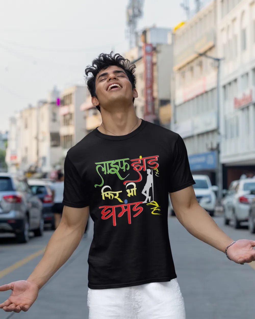 Buy hindi graphic tee, Hindi t-shirt, Life Jhand Hai Phir Bhi Ghamand Hai,