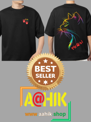 #aahik.shop, cat lover t-shirt, rainbow cat t-shirt, neon cat graphic tee, pet lover t-shirt, animal printed t-shirt, black graphic tee, oversized cat t-shirt, unisex cat t-shirt, gift for cat lovers, trendy printed t-shirt, streetwear cat tee, cat lover t-shirt India, #HindiGraphicTee, #HindiGraphicTShirt,