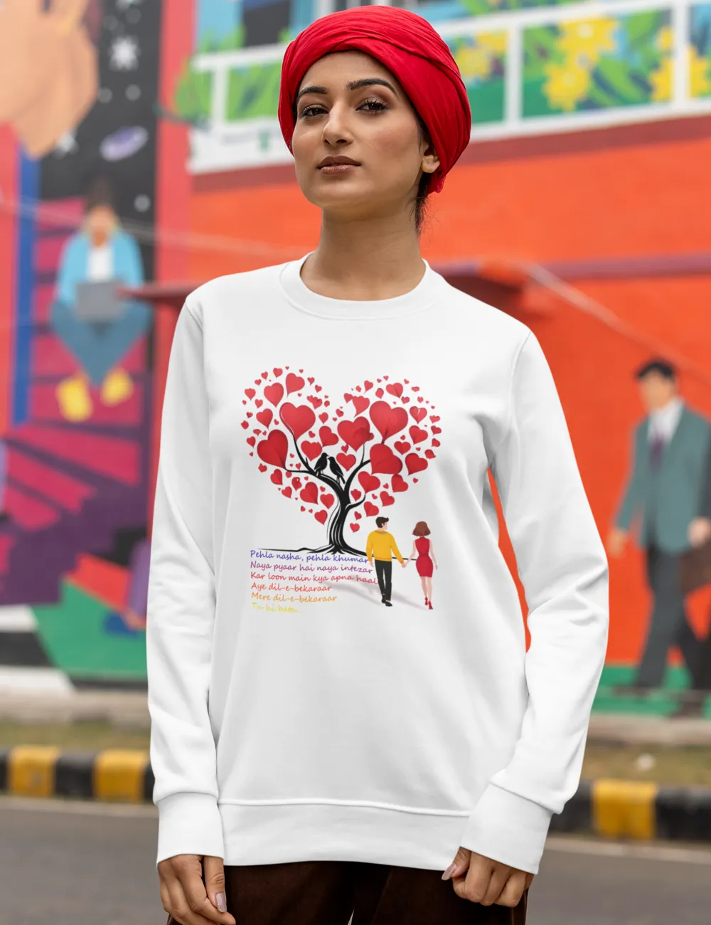 Valentine’s Day Unisex Sweatshirt | Cozy, Aesthetic, Streetwear, Heart Print, Romantic Gift | Premium Comfort