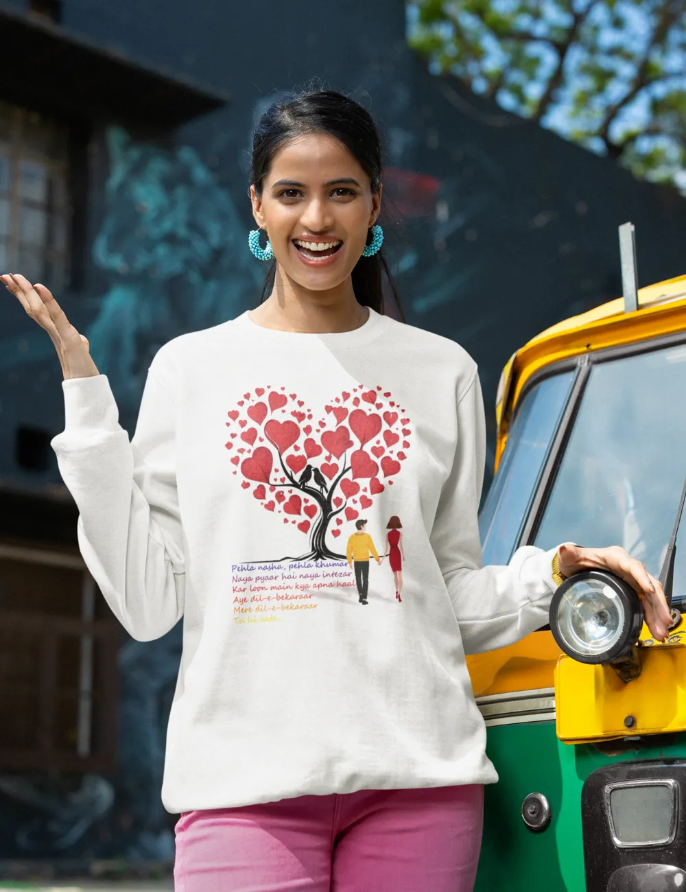 Valentine’s Day Unisex Sweatshirt | Cozy, Aesthetic, Streetwear, Heart Print, Romantic Gift | Premium Comfort